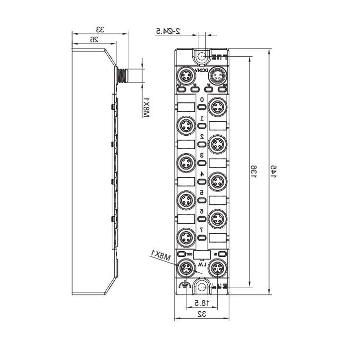 EtherCAT protocol, M8 interface, 8DI/DO adaptive configuration, NPN, compact, Remote module, 006EA3